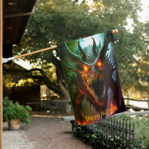 Giant Monster Halloween House Flagga