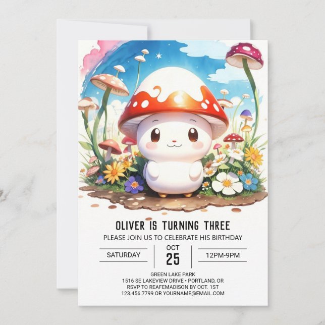 Giant Mushroom Boho Bash Birthday Inbjudningar (Framsida)