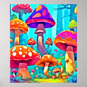 Giant Mushroom Tecknad Art Poster