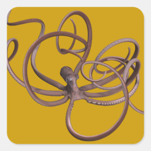 Giant Octopus Fyrkantigt Klistermärke