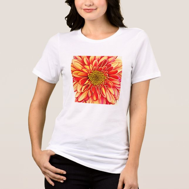 Giant Orange och Golden Gult Aster Flower T Shirt (Framsida)