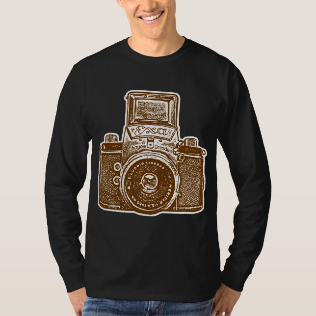 Giant Öster German Camera - Brown and White Tee Shirt (Framsida)