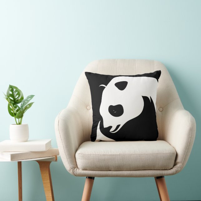 Giant Panda Art Black Dekorativ kudde (Stol)
