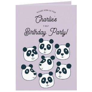 Giant Panda Bear Första födelsedag Party Inbjudan