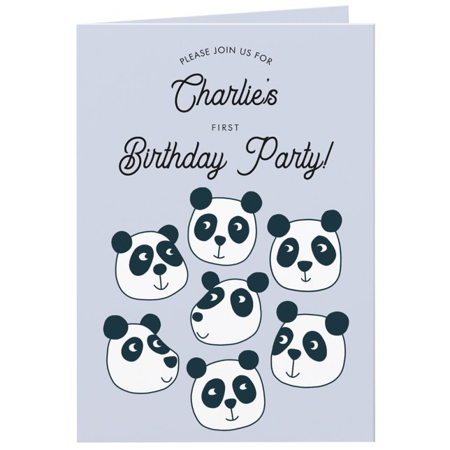 Giant Panda Bear Första födelsedag Party Inbjudan (Cute panda bear animal themed personalized first birthday party invitation)