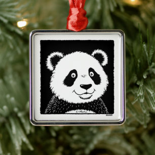 Giant Panda Bear Julgransprydnad Metall