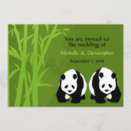 Giant Panda Bears och Grönt Bamboo Forest Bröllop Inbjudningar