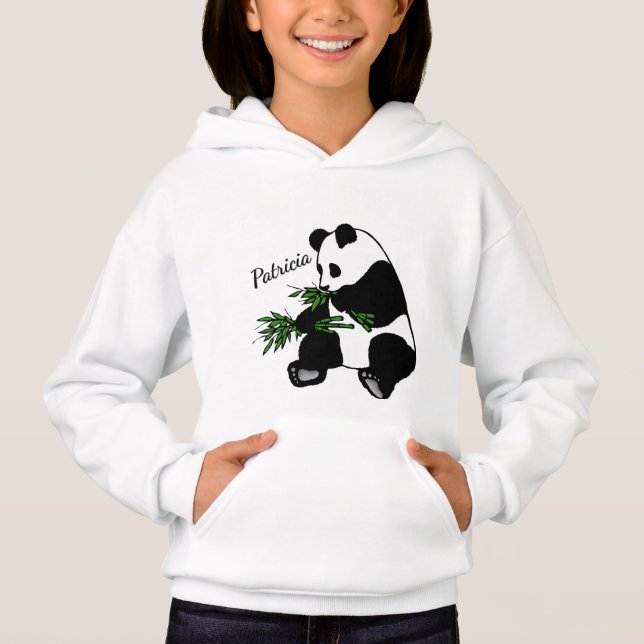 Giant Panda Eats Bamboo Name   T Shirt (Framsida)