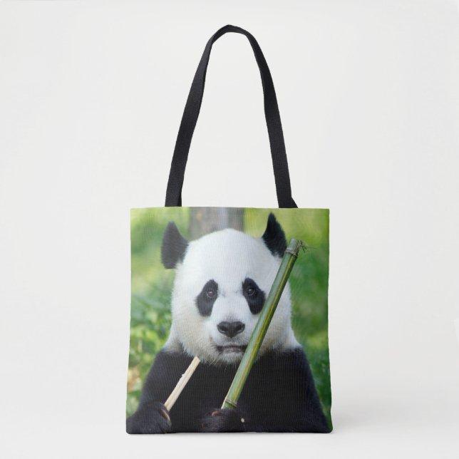 Giant Panda Holding Bamboo Tygkasse (Framsida)