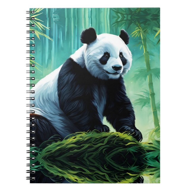 Giant Panda i Bamboo Forest Anteckningsbok (Framsidan)