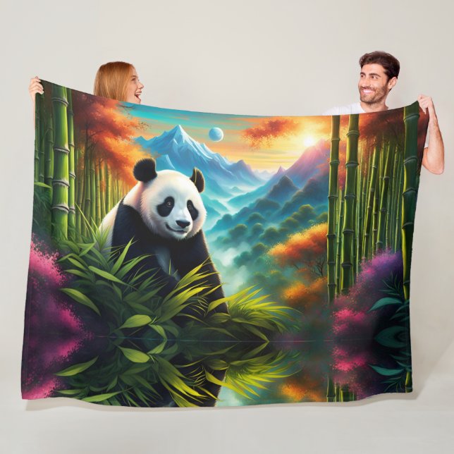 Giant Panda i Bamboo Forest Fleecefilt (På plats)