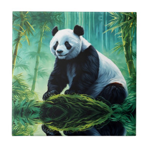 Giant Panda i Bamboo Forest Kakelplatta