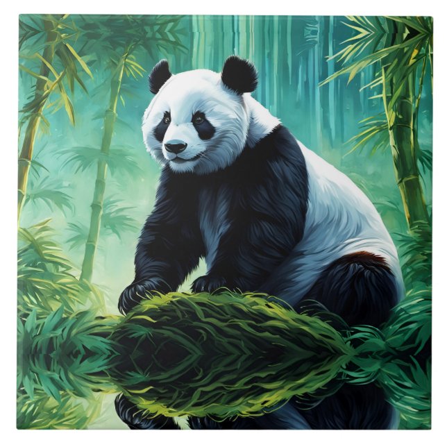 Giant Panda i Bamboo Forest Kakelplatta (Framsidan)