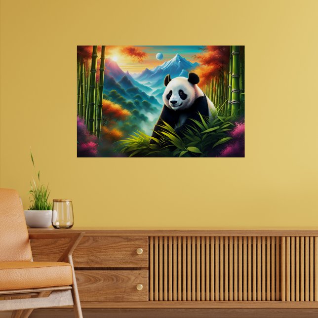 Giant Panda i Bamboo Forest på berget Poster (Vardagsrum 2)