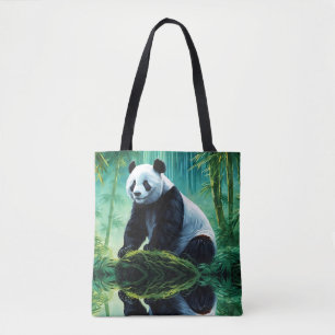 Giant Panda i Grönt Bamboo Forest Tygkasse