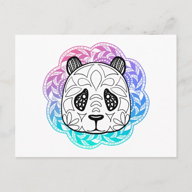 Giant Panda Mandala Vykort (Framsida)