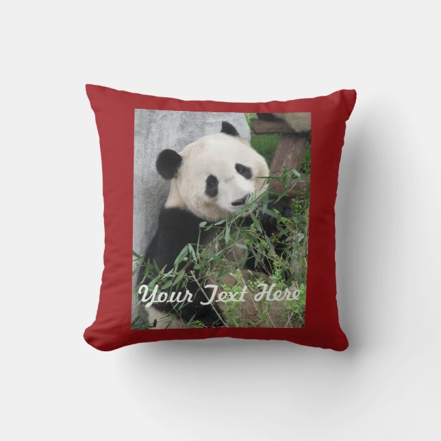 Giant Panda, Namn, 20 tum Square, Red Back Kudde (Framsida)