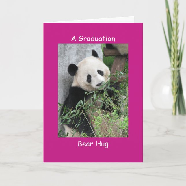 Giant Panda Studenten Bear Hug Rosa Kort (Framsida)