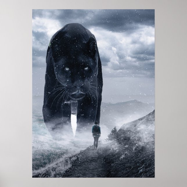 Giant Panther vs Man, Success Mindset Motivational Poster (Framsidan)