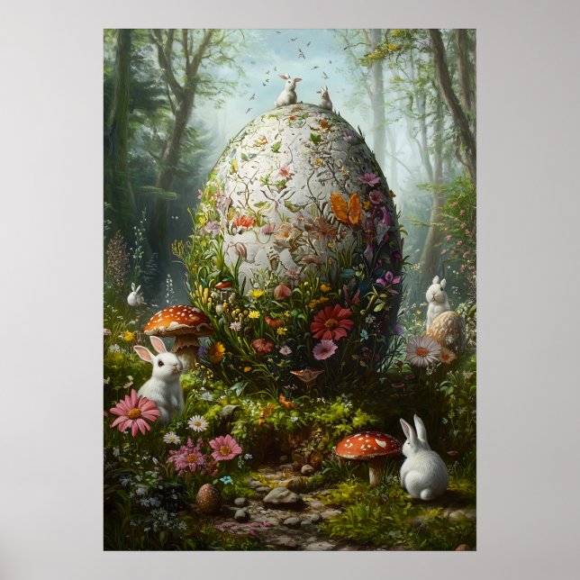 Giant Påskägg Fantasy Skogen Poster (Framsidan)