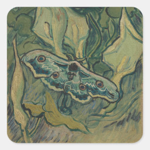 Giant Peacock Moth (1889) från Vincent van Gogh Fyrkantigt Klistermärke