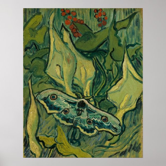 Giant Peacock Moth Vincent van Gogh 1889 Small Poster (Framsidan)
