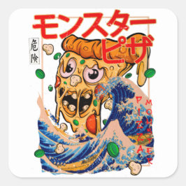 Giant Pizza Monster som talas i Kanagawa Fyrkantigt Klistermärke