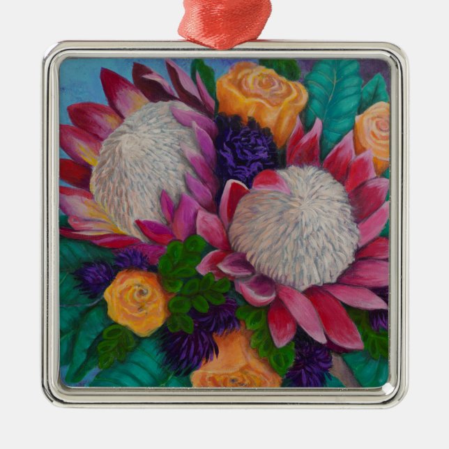 Giant Proteas och Orange Ro Julgransprydnad Metall (Framsidan)