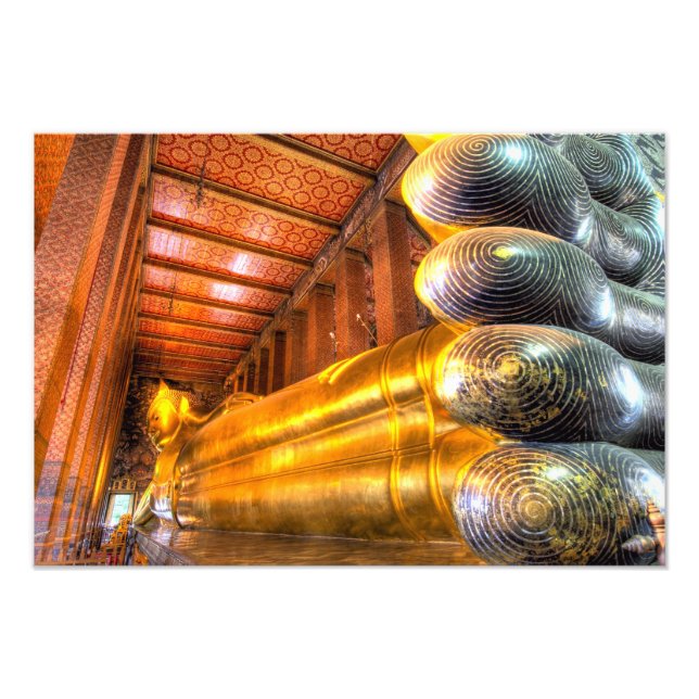 Giant reclining Buddha inuti tempel, Wat Pho. Fototryck (Framsidan)