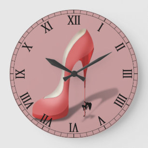 Giant Red Stiletto Tecknad - Pole Dancing Stripper Stor Klocka