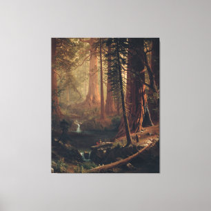 Giant Redwood Träd i California Albert Bierstadt Canvastryck