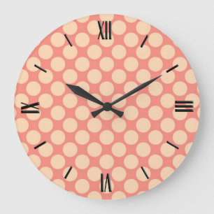 Giant retro dots - Sherbet orange Stor Klocka