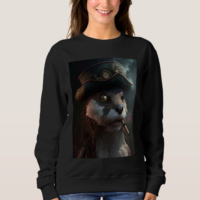 Giant River Otter Cool Otter Pirate T Shirt (Framsida)