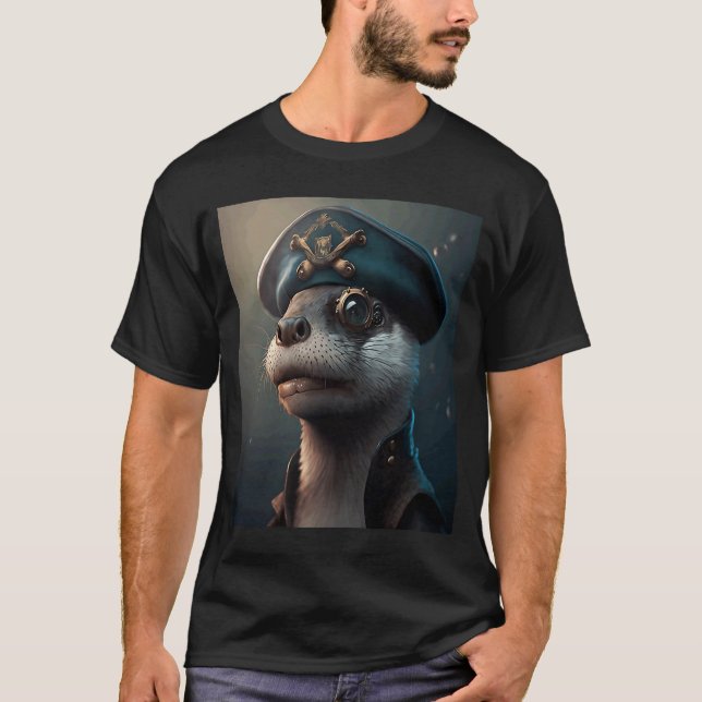 Giant River Otter Coola Otter Pirat T Shirt (Framsida)