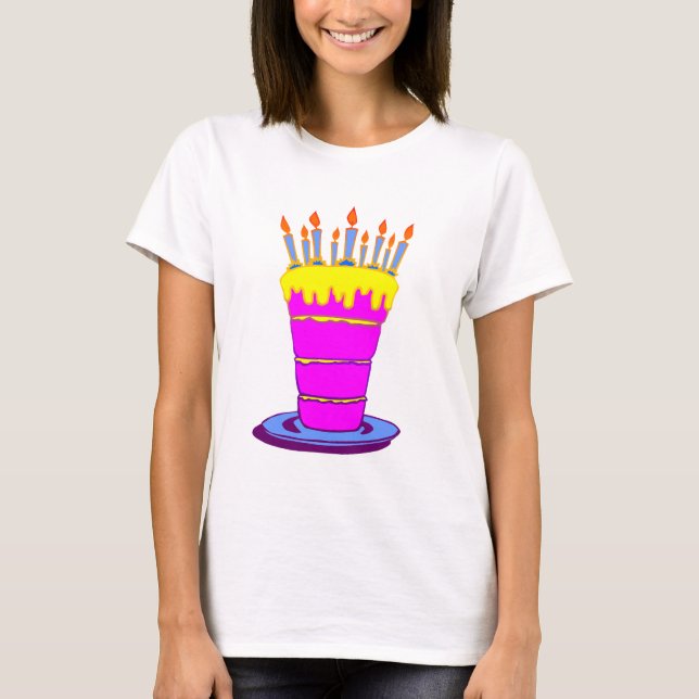 Giant Rosa Birthday Cake T-shirt (Framsida)