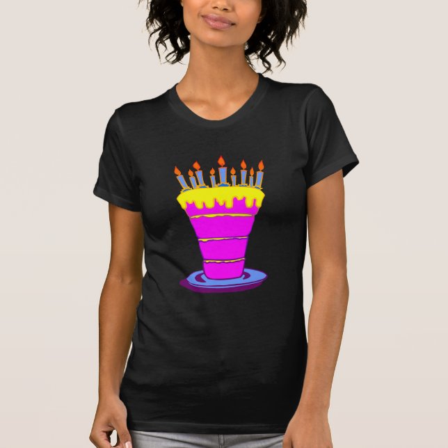 Giant Rosa Birthday Cake Tee Shirt (Framsida)