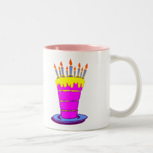 Giant Rosa Birthday Cake Två-Tonad Mugg