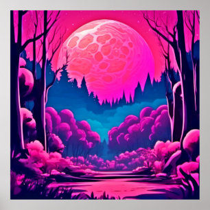 Giant Rosa Måne Art Poster