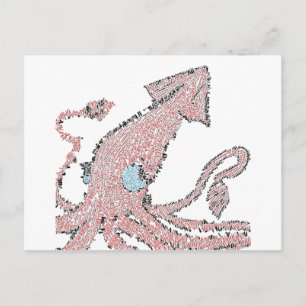 Giant rosa squid mosaic vykort