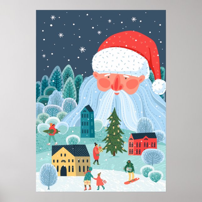 Giant Santa Oversee Town Poster (Framsidan)