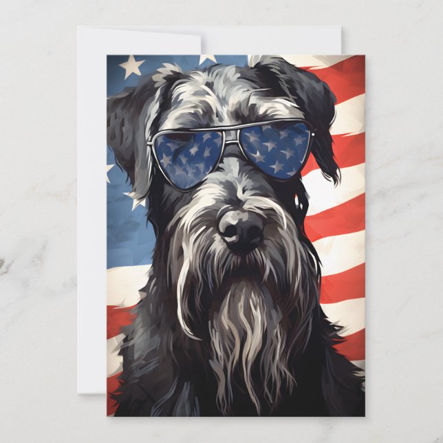 Giant Schnauzer 4:e juli i Independence day Julkort (Framsida)