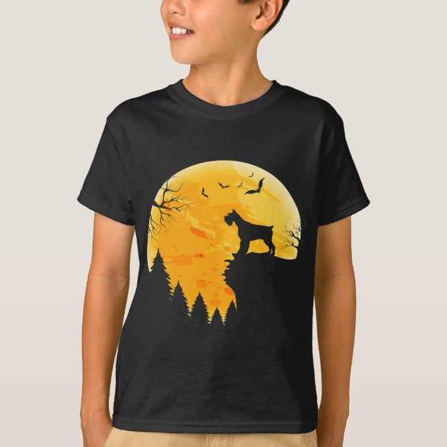 Giant Schnauzer Älskare | Halloween Full Moon T Shirt (Framsida)