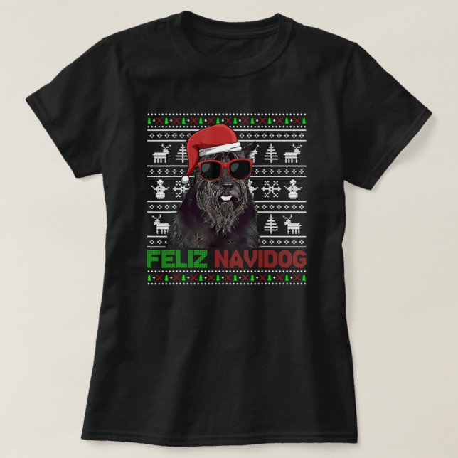 Giant Schnauzer Dog Feliz Navidog Christmas T Shirt (Design framsida)