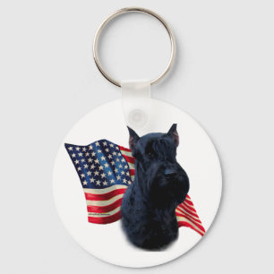 Giant Schnauzer Flagga Nyckelring