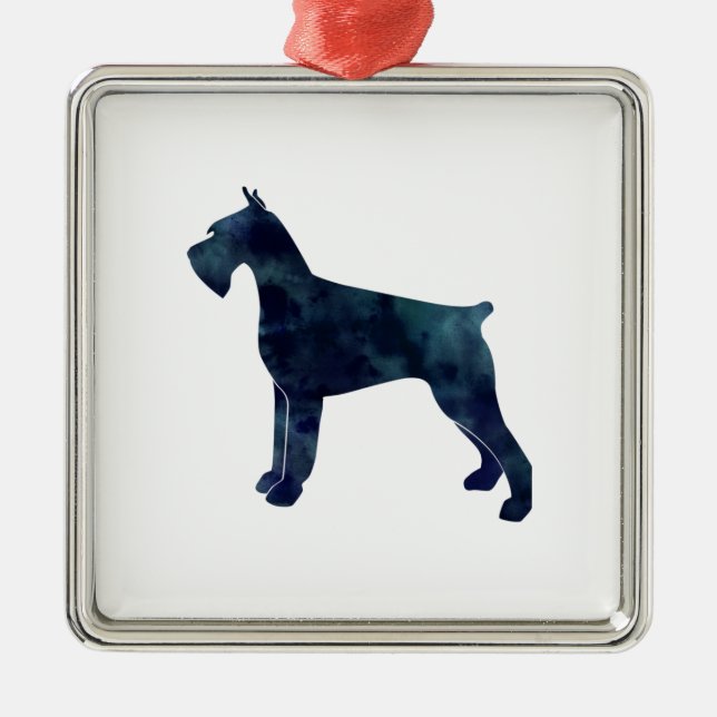 Giant Schnauzer Geometric Mönster Silhouette Julgransprydnad Metall (Framsidan)