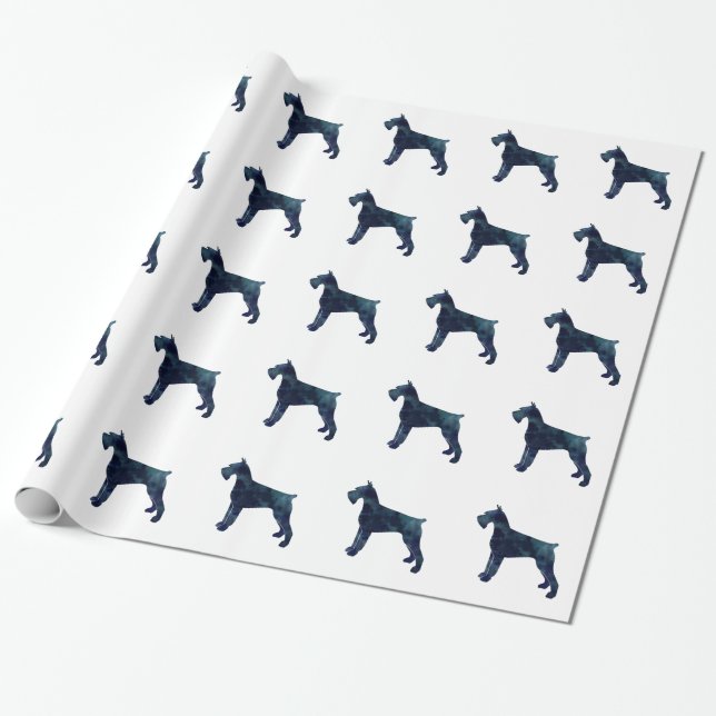 Giant Schnauzer Geometric Mönster Silhouette Presentpapper (Utrullad)
