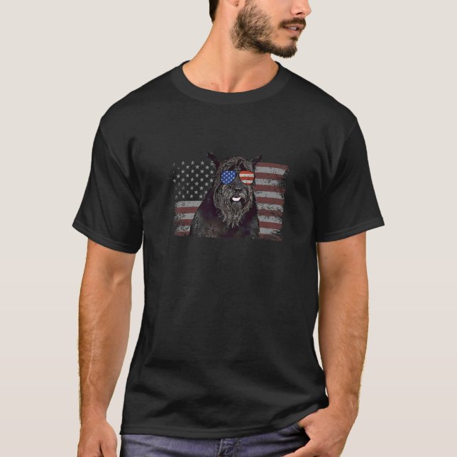 Giant Schnauzer Hund den 4 juli, Retro Förenta sta T Shirt (Framsida)