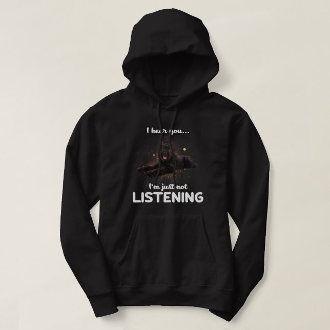 Giant Schnauzer Hund, jag hör att du inte lyssnar Hoodie (Design framsida)