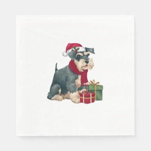 Giant Schnauzer-Hund jularrangemang Santa Hat Do Pappersservett