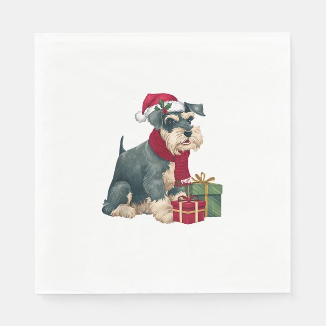 Giant Schnauzer-Hund jularrangemang Santa Hat Do Pappersservett (Framsidan)